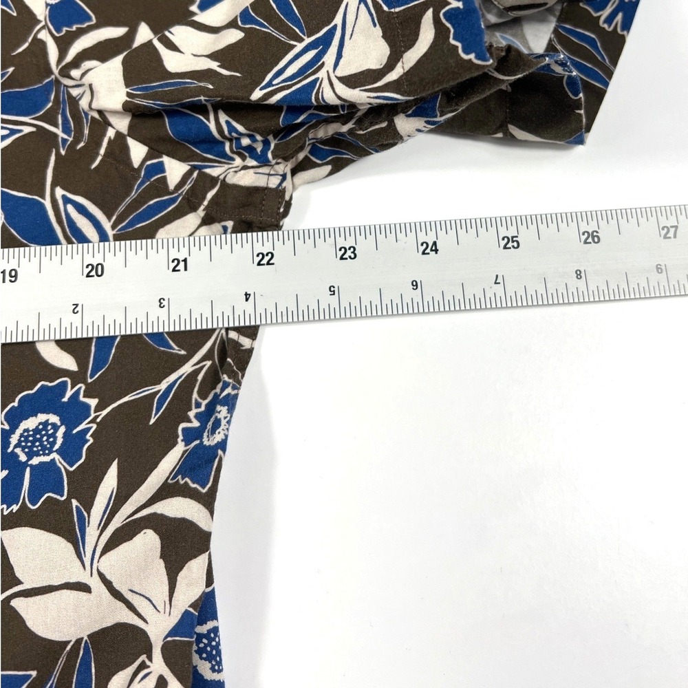UNTUCKit Aramon Hawaiian Style Button Up Shirt Medium Brown Blue Tropical Summer - Picture 9 of 10